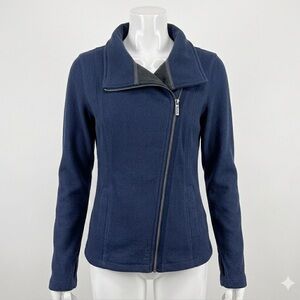 Bench Navy Blue Asymmetrical Zip Flannel Neck Jacket Women’s Small
